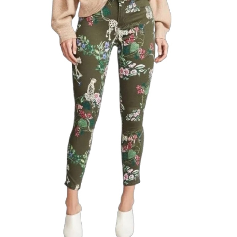 L'agence Margot High Rise Skinny Floral Leopard Animal Print Jeans Pants 24